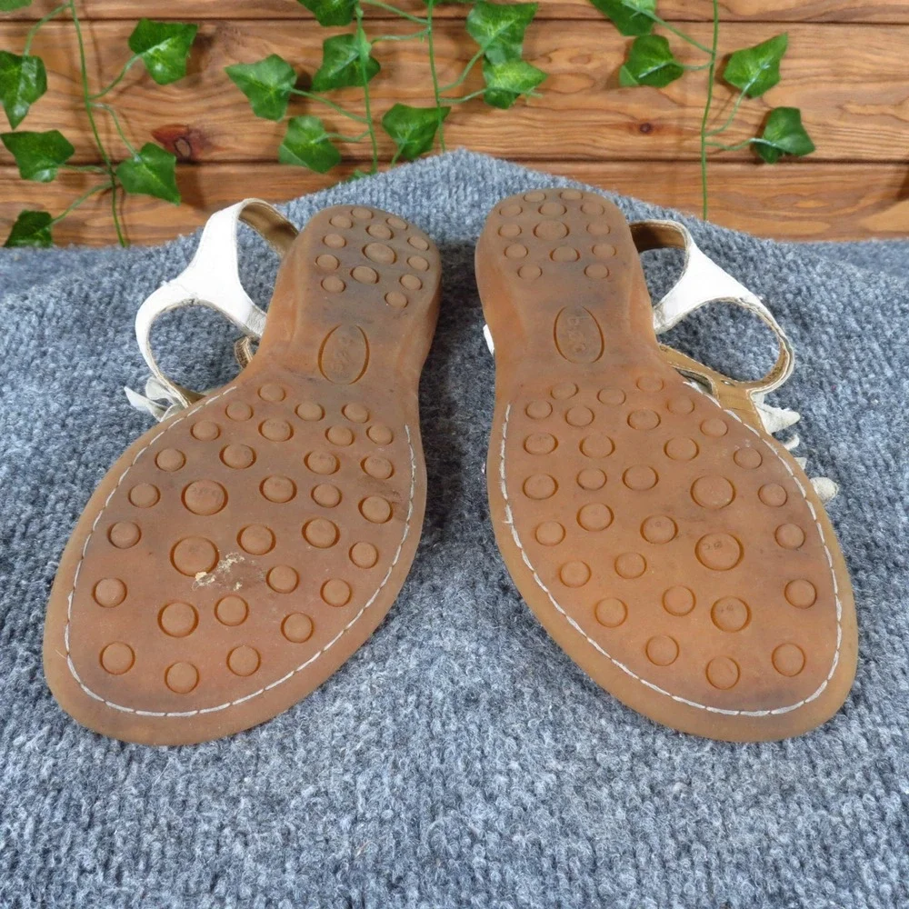 b.o.c. Born Concept Women‎ Thong Sandals Size 6 Casual Floral White Leather
